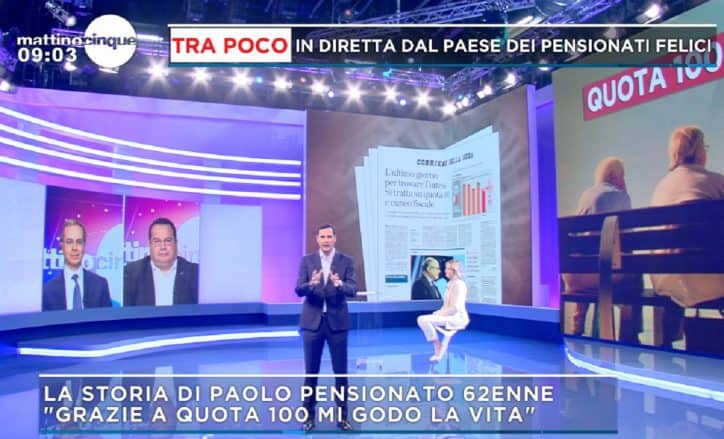 mattino cinque quota 100