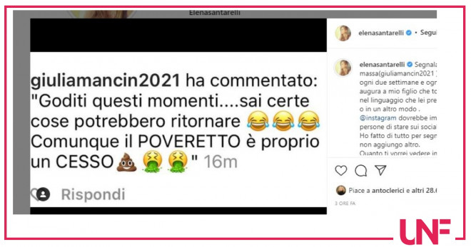 minacce elena santarelli instagram