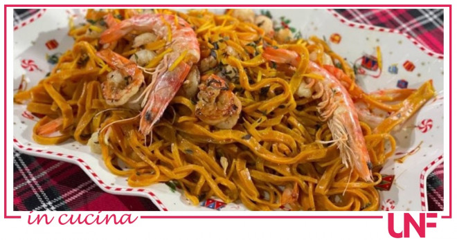 tagliolini arancia e gamberi è sempre mezzogiorno