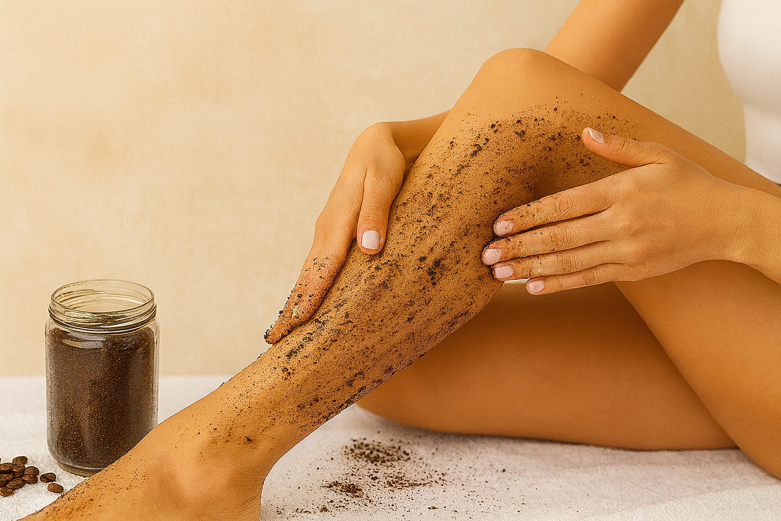 scrub al caffè per le gambe