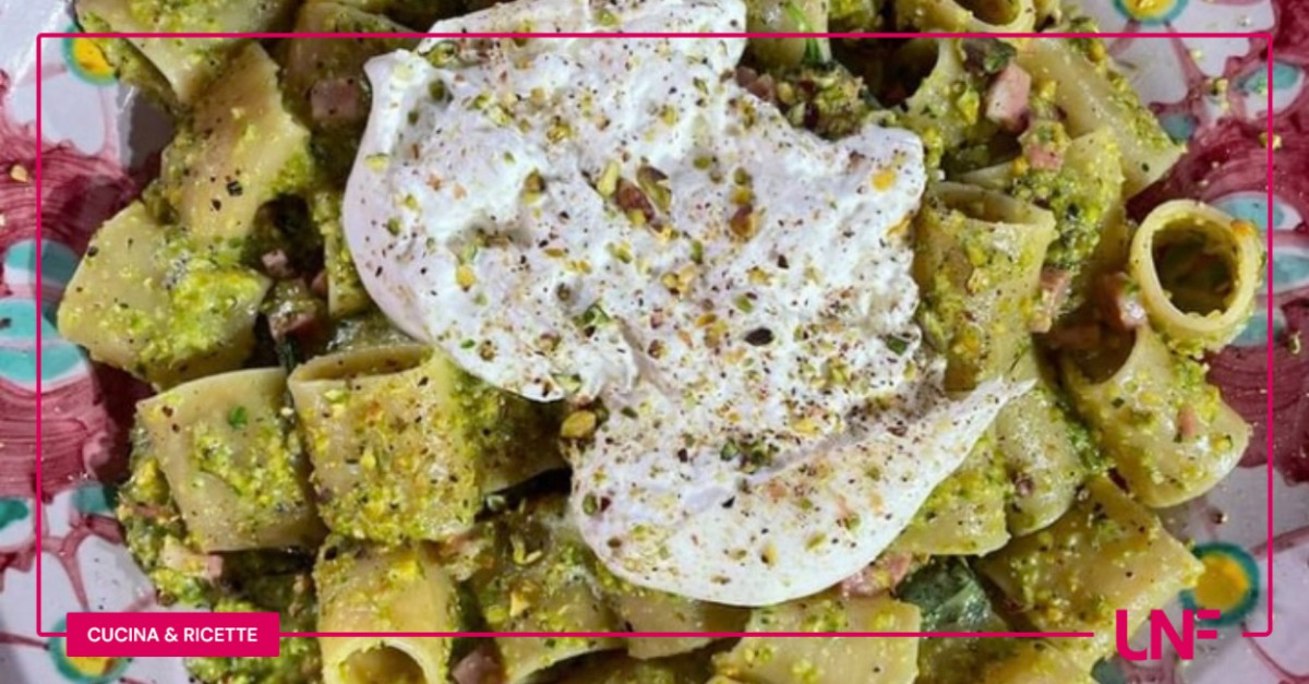 Ricette Antonio Paolino paccheri con mortadella, burrata e pistacchio