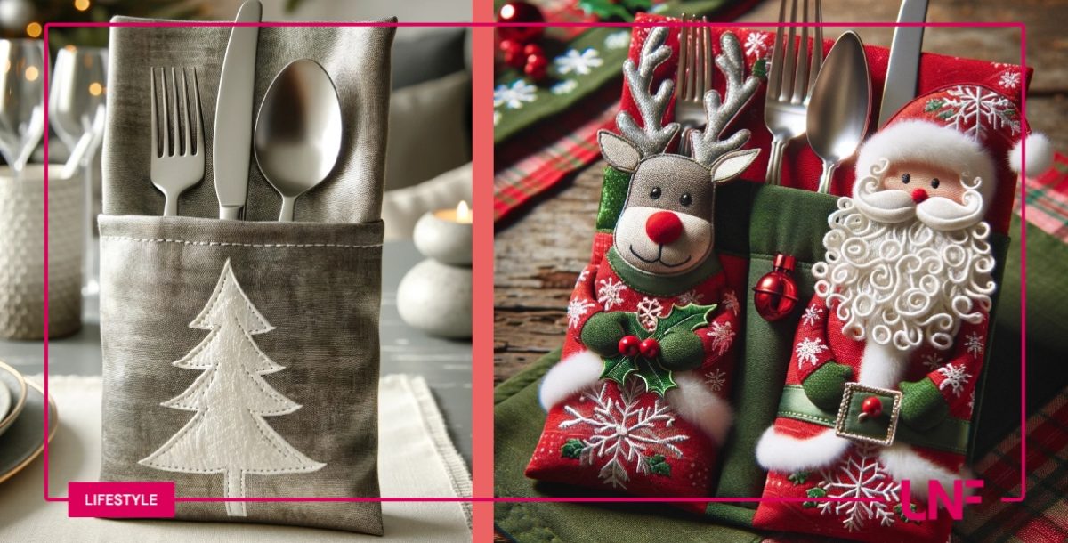 Abnaok 12 Portaposate Natalizi In Feltro Con Testa Di Alce - Decorazione Tavola Per Forchette, Coltelli E Cucchiai - Fai Da Te Festivo