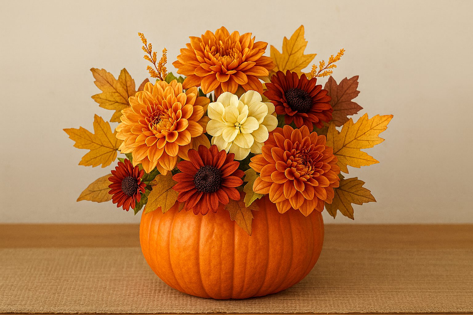 centrotavola con la zucca autunno