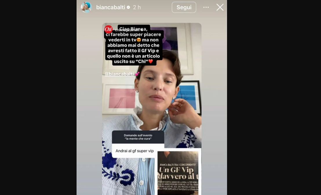 bianca balti sul grande fratello vip